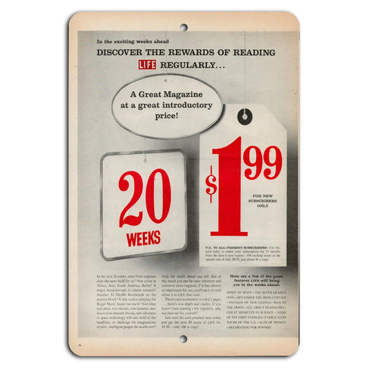 Vintage LIFE Magazine Retro Mid Century Modern Aluminum Sign — product artwork