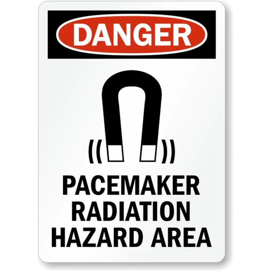 Pacemaker Radiation Hazard Area Aluminum Sign — product artwork