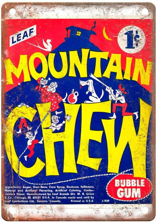 Leaf Mountain Chew Bubble Gum Vintage Aluminum Sign — product artwork