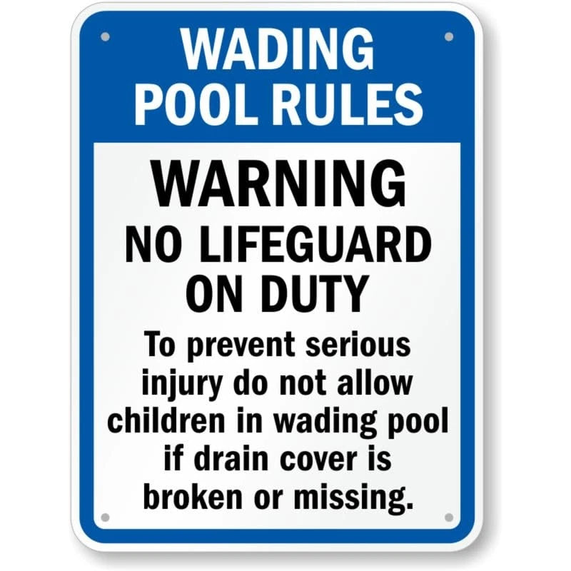 North Carolina Wading Pool Rules Aluminum Sign — product artwork