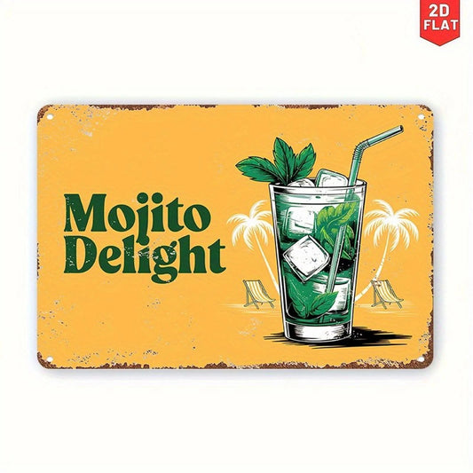 Retro Cocktail Mojito Delight Funny Bar Aluminum Sign — product artwork