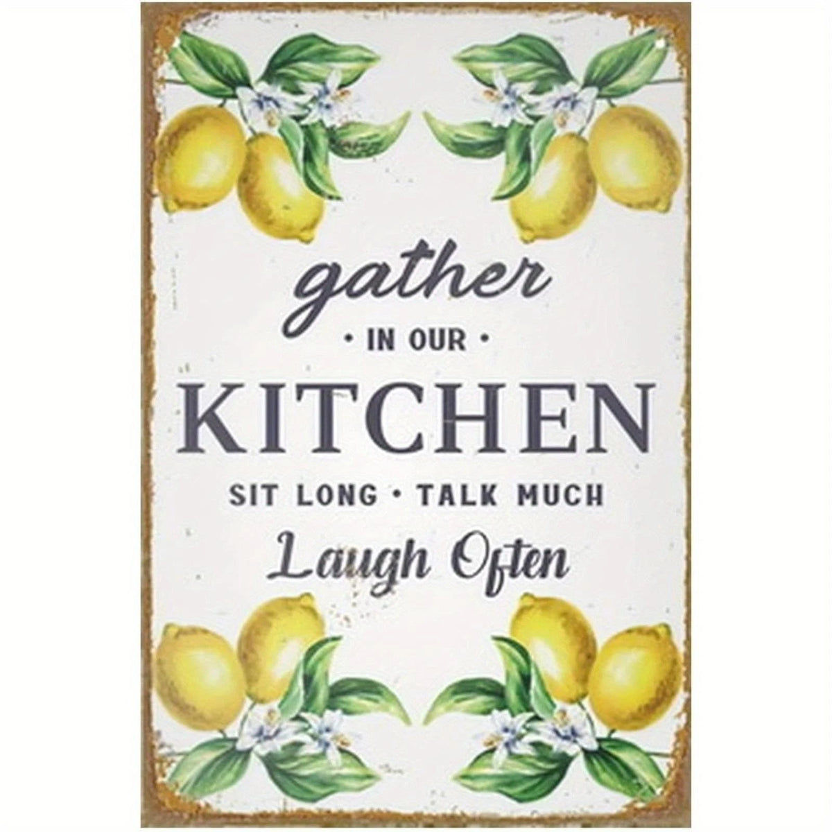 Lemon Funny Gather in Our Kitchen Aluminum Sign — product artwork