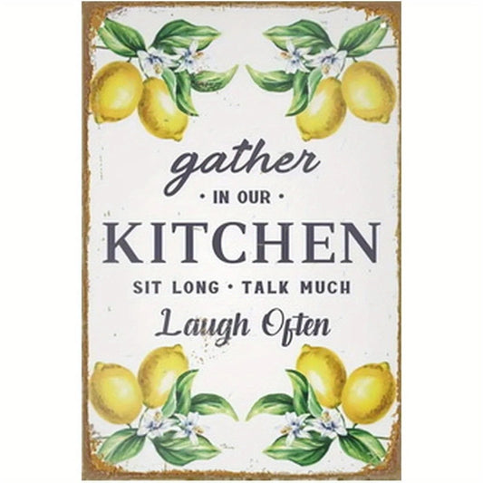 Lemon Funny Gather in Our Kitchen Aluminum Sign — product artwork