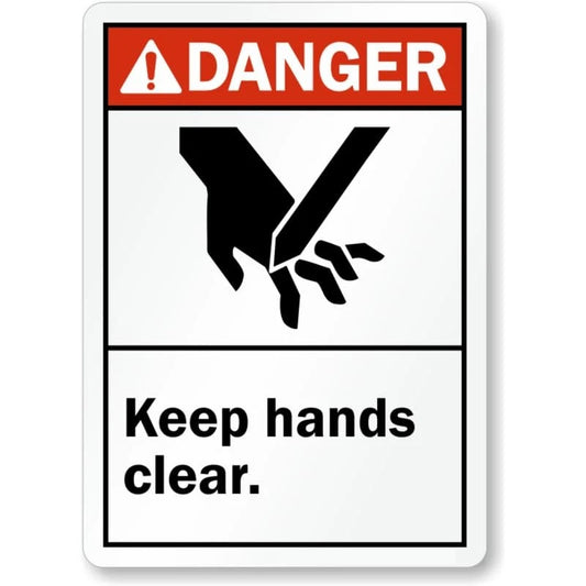 Danger Keep Hands Clear Aluminum Sign — product artwork