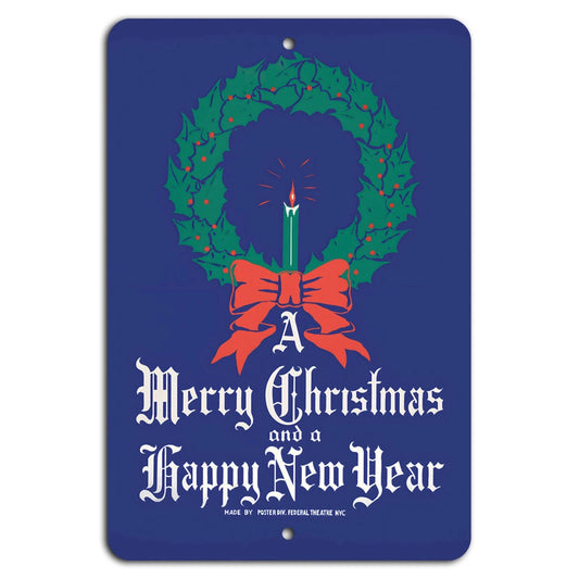 Holiday Festive Vintage Aluminum Sign — product artwork