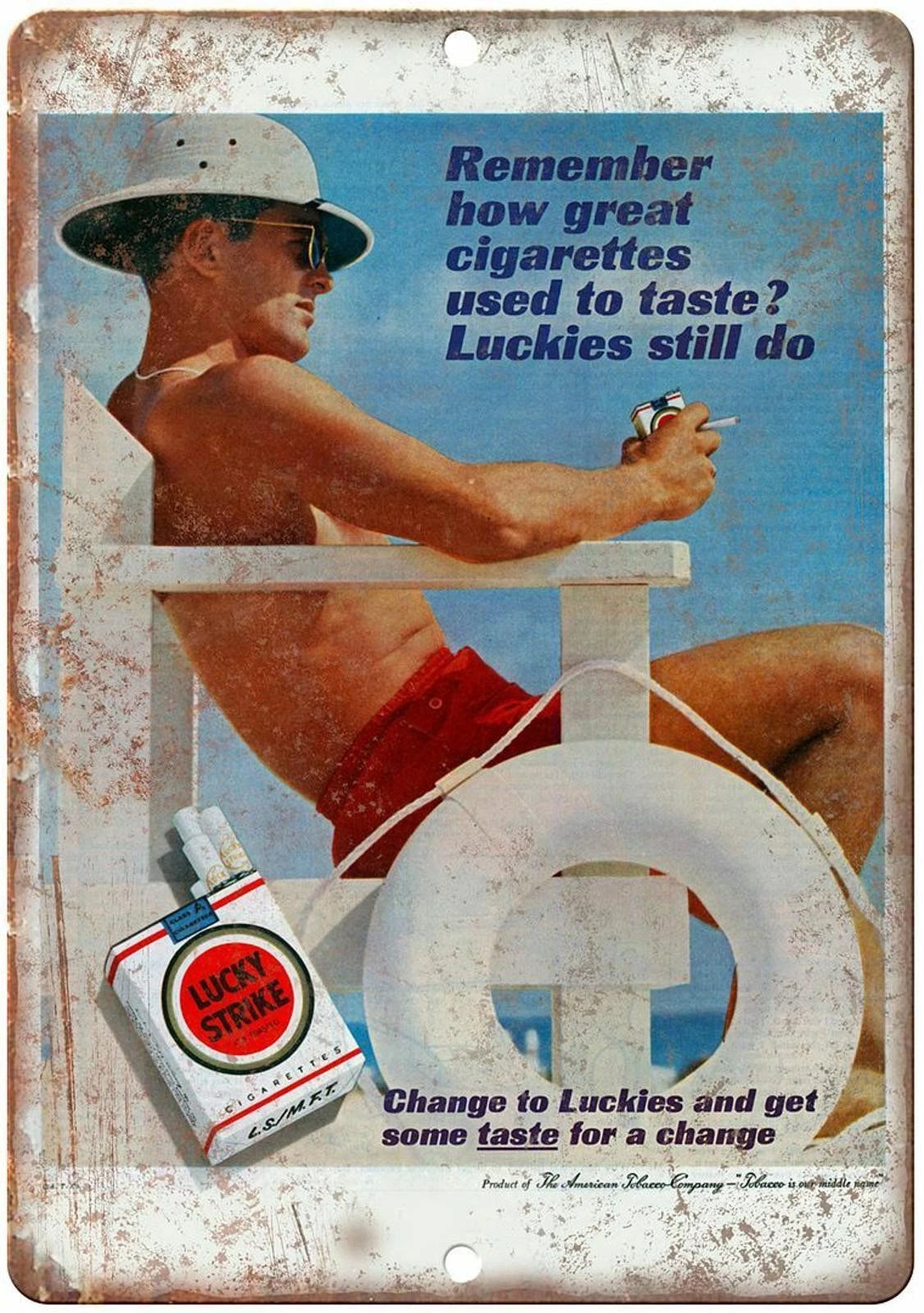 Vintage Cigarette Tobacco Lucky Strike Aluminum Sign — product artwork