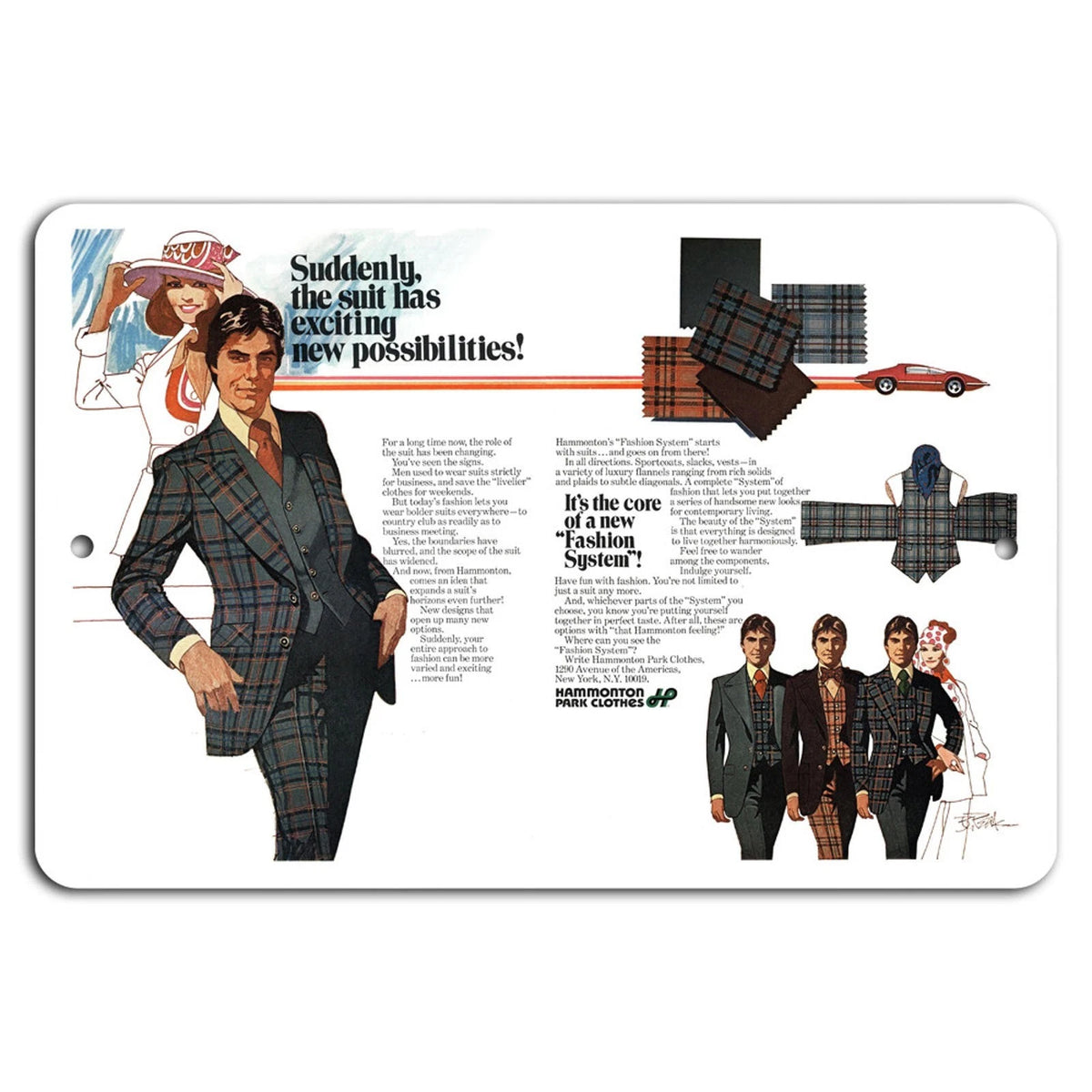 Retro Suit Vintage Pop Art Aluminum Sign — product artwork