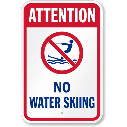 Attention No Water Skiing Water Safety Aluminum Sign — product artwork
