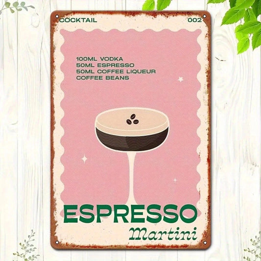 Espresso Martini Funny Retro Pink Bar Aluminum Sign — product artwork