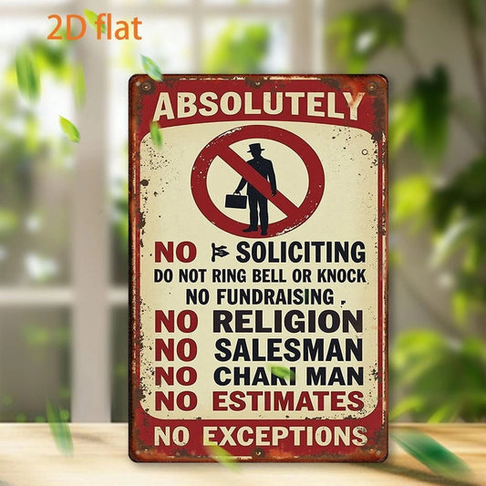 Vintage Retro Anti Solicitation Funny Aluminum Sign — product artwork
