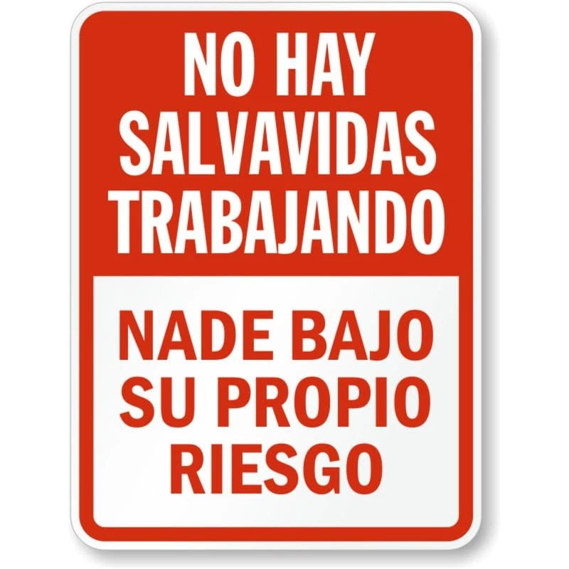 Spanish No Lifeguard on Duty Aluminum Sign — product artwork
