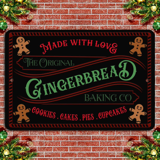 Gingerbread Vintage Rustic Holiday Aluminum Sign — product artwork