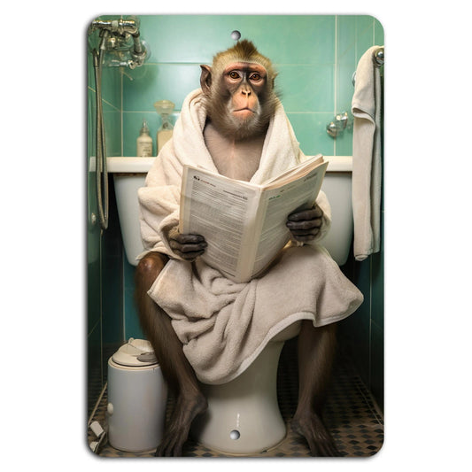 Bathroom Humor Vintage Monkey Aluminum Sign — product artwork