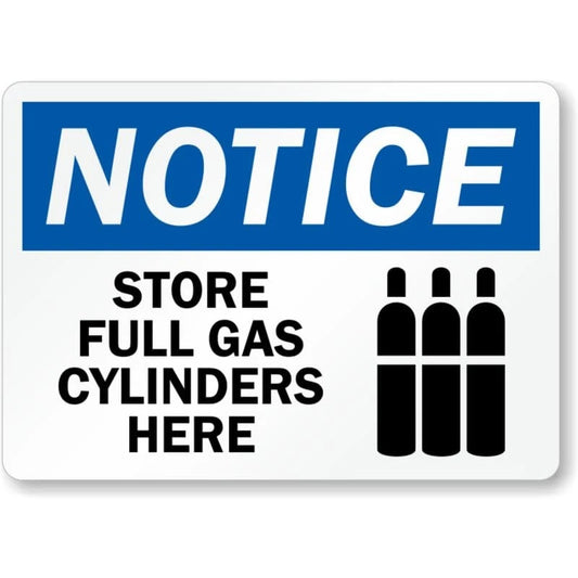 Store Gas Cylinders Notice Aluminum Sign — product artwork