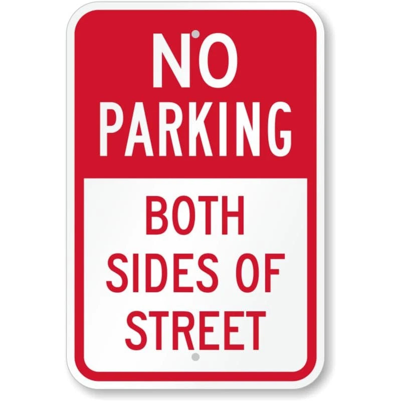 No Parking Both Sides of Street Aluminum Sign — product artwork