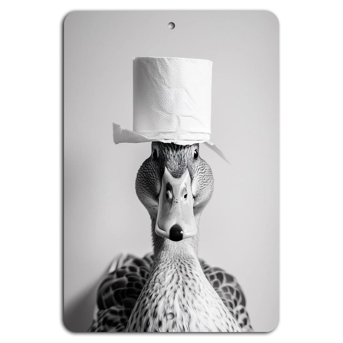 Toilet Paper Hat Quirky Bathroom Décor Art Aluminum Sign — product artwork