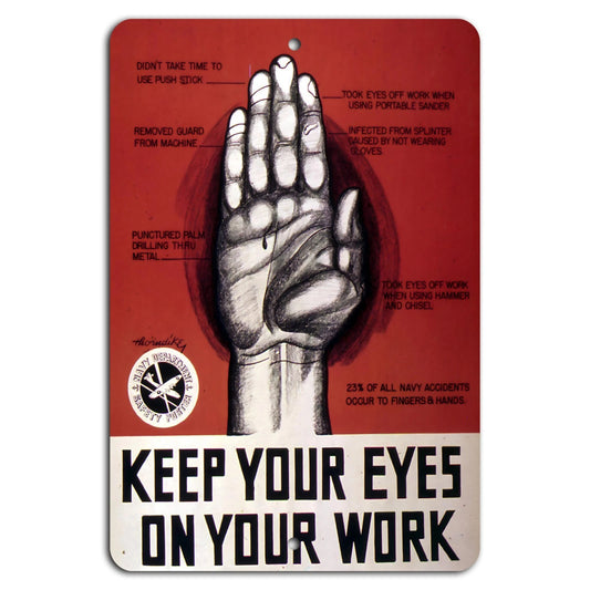 Hand Injury Safety Vertical Industrial Style Aluminum Sign — product artwork