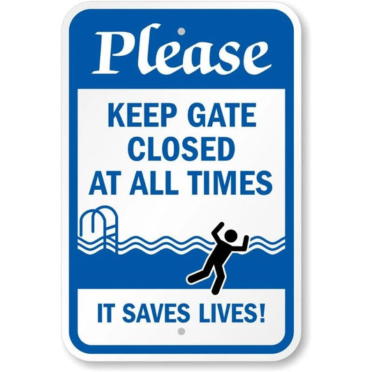 Please Keep Gate Closed at All Times Swimming Pool Aluminum Sign — product artwork
