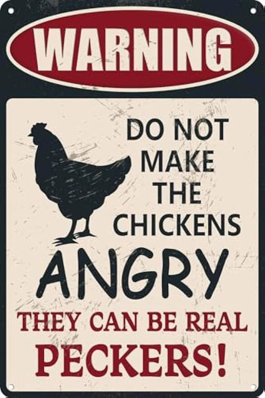 Chicken Coop Funny Warning Aluminum Sign — product artwork