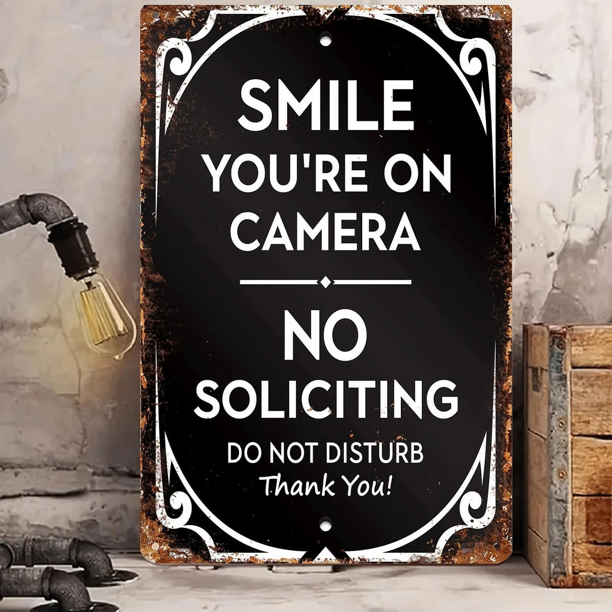 No Soliciting Funny Wall Door Aluminum Sign — product artwork