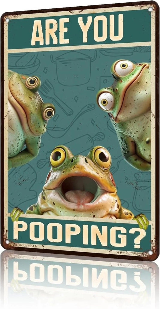 Pooping Frog Funny Aluminum Sign — product artwork