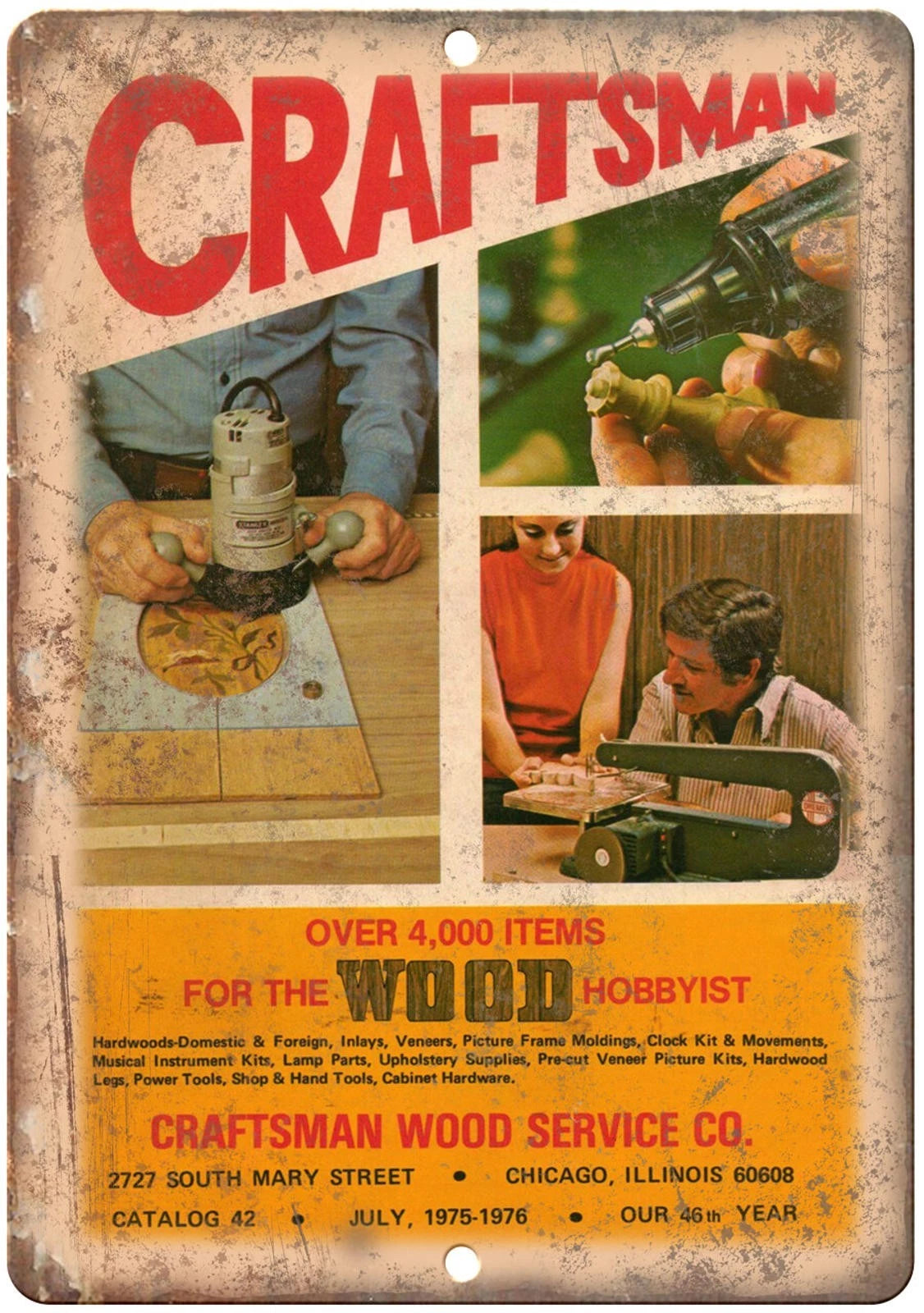 Wood Hobby Router Craftsman Drill Reproduction Aluminum Sign — product artwork