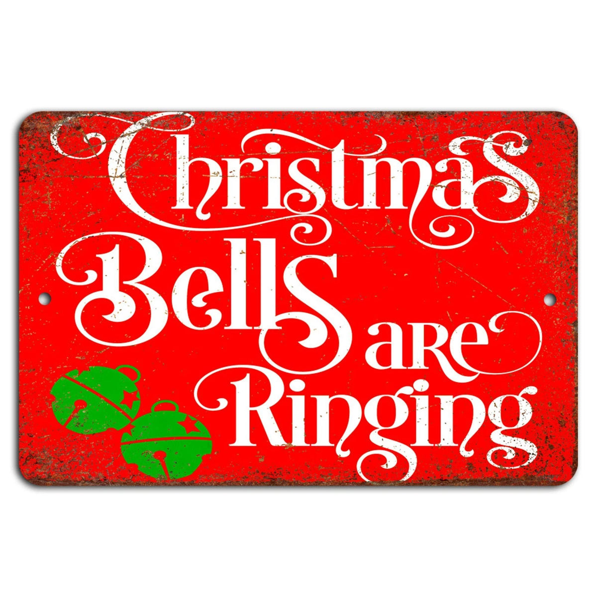 Rustic Christmas Bells Holiday Decorative Aluminum Sign — product artwork