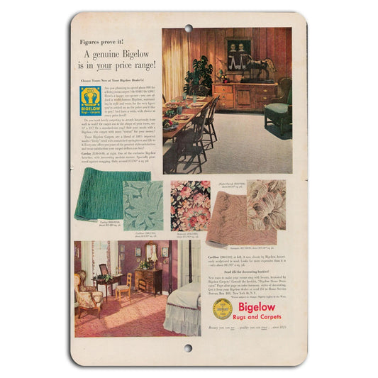 Vintage Bigelow Rugs Wall Art Aluminum Sign — product artwork