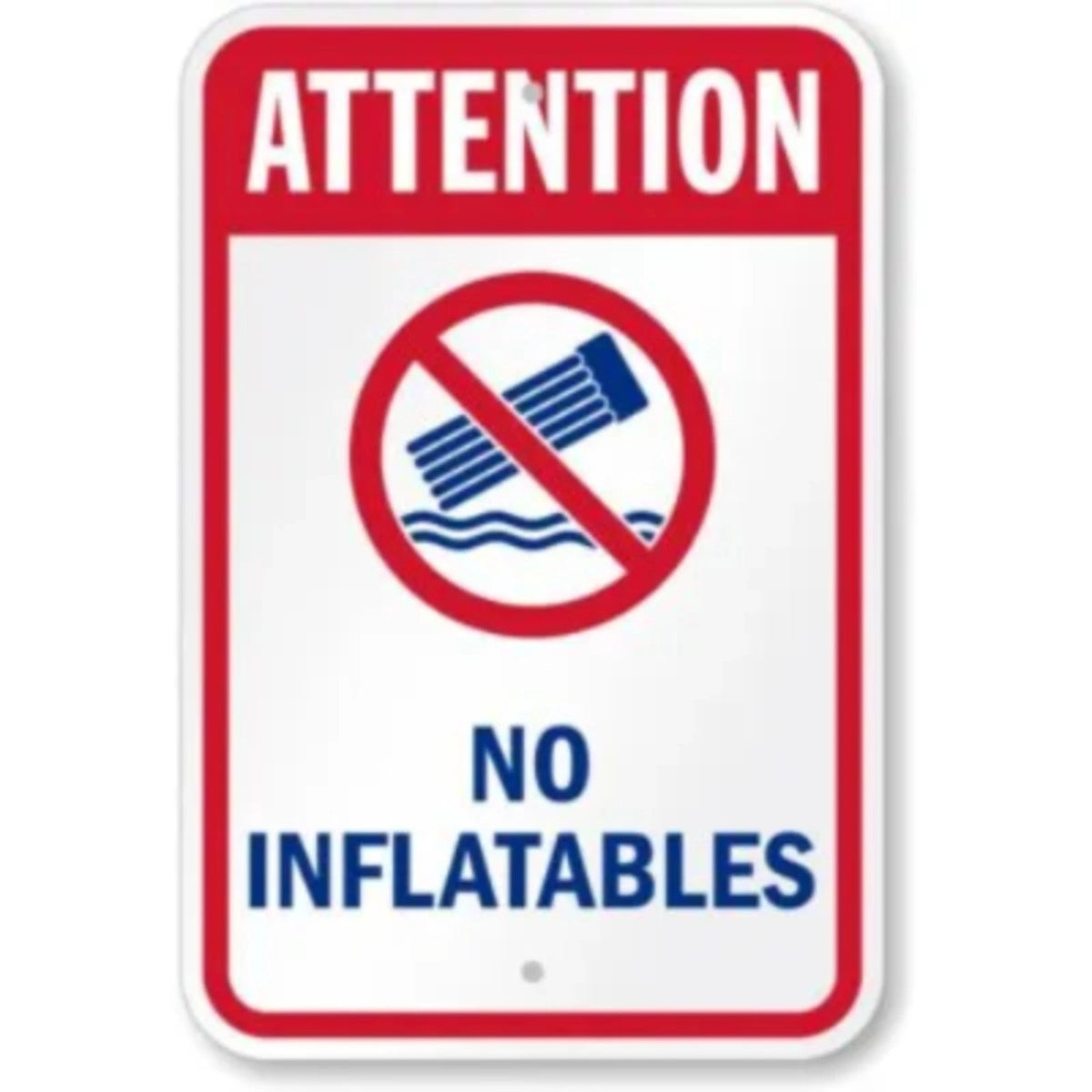 Attention No Inflatables Water Safety Aluminum Sign — product artwork