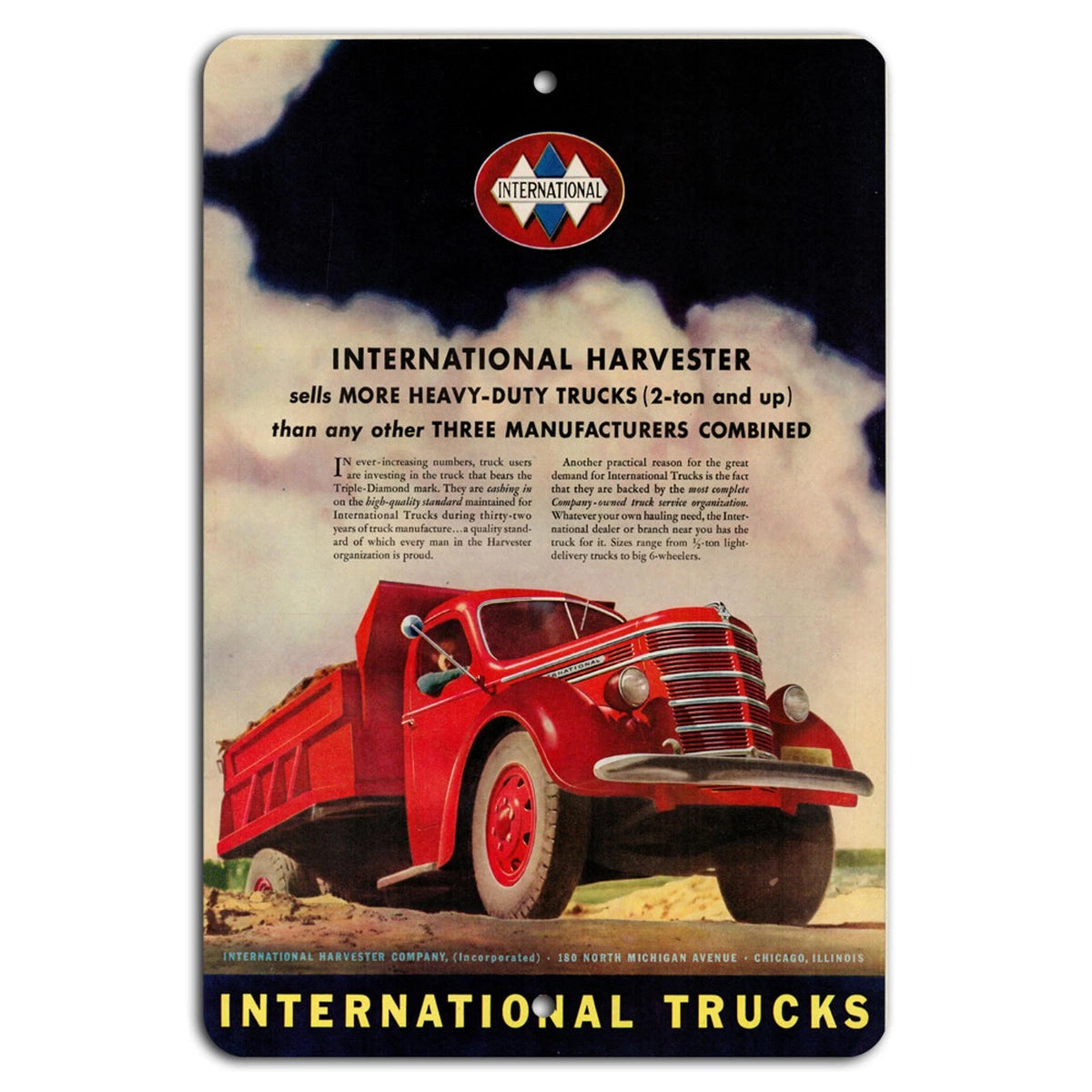 International Harvester More Heavy-Duty Trucks Advertisement Aluminum Sign — product artwork