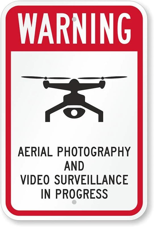 Drone Warning Safety Aluminum Sign — product artwork