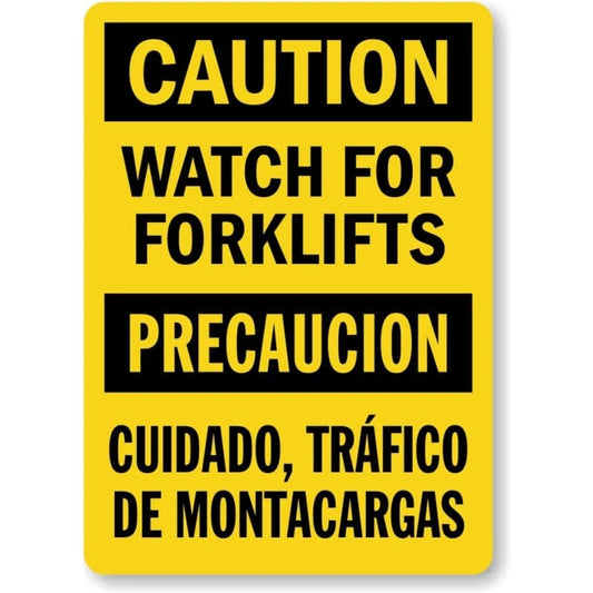 Watch for Forklifts Precaucion Cuidado de Montacargas Sign — product artwork