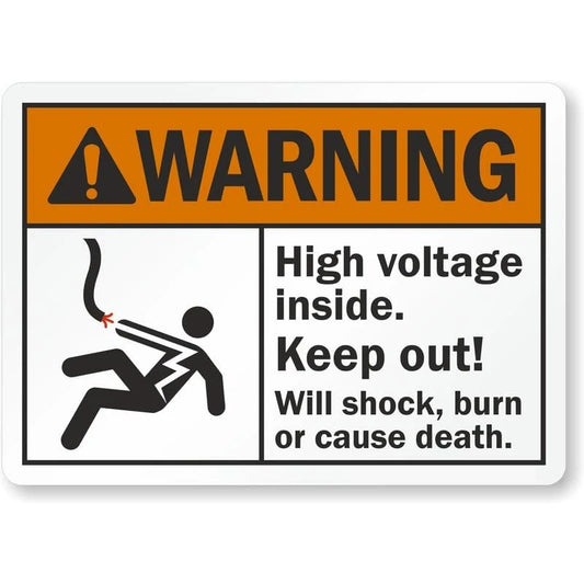 High Voltage Inside Keep Out Ansi Warning Aluminum Sign — product artwork