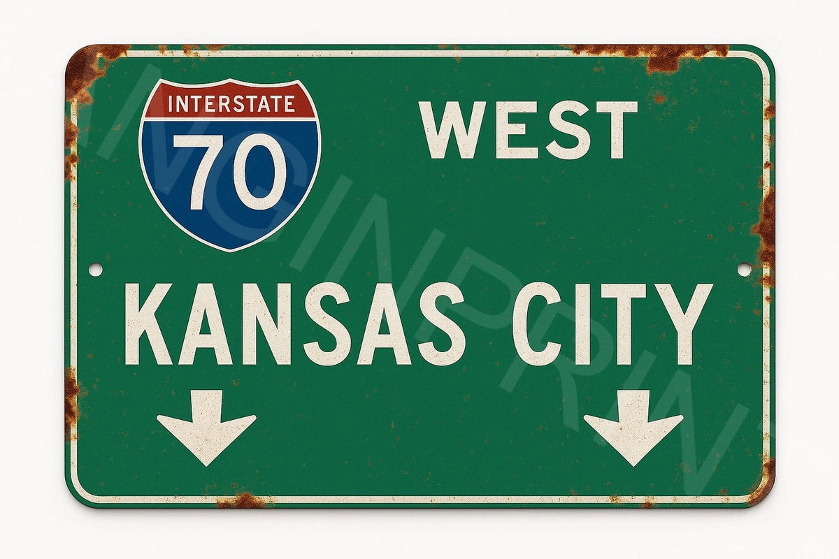 Highway Interstate 70 Kansas City Aluminum Sign — product artwork
