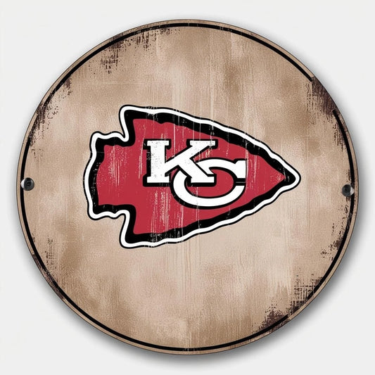 Kansas City Chiefs V2 Funny Round Aluminum Sign — product artwork