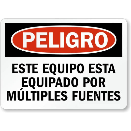 Spanish Equipment Multiple Sources Aluminum Sign — product artwork