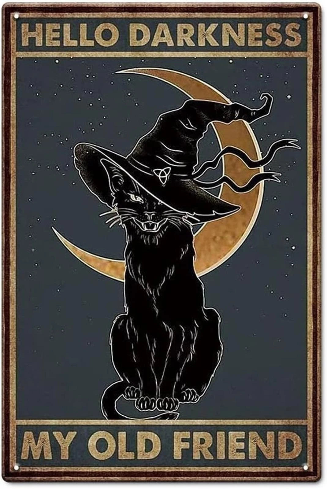 Halloween Black Cat Witch Funny Aluminum Sign — product artwork