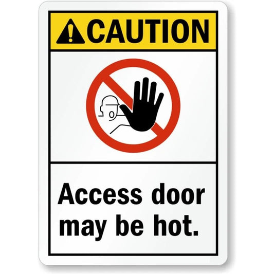 Caution Access Door Hot Aluminum Sign — product artwork