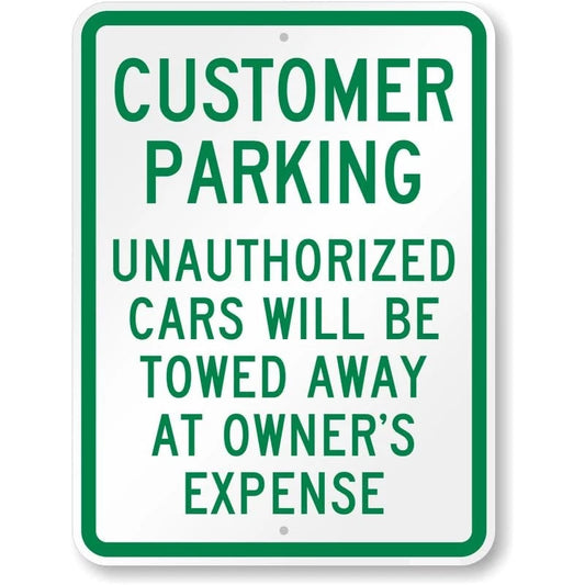 Customer Parking Tow Away Aluminum Sign — product artwork