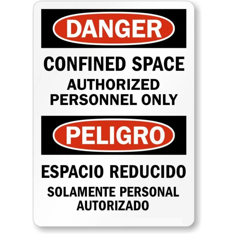 Bilingual Confined Space Authorized Personnel Aluminum Sign — product artwork