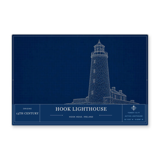 Hook Lighthouse Architectural Wall Art Aluminum Sign — product artwork