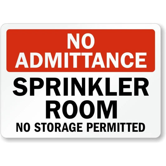 Sprinkler Room No Storage Aluminum Sign — product artwork