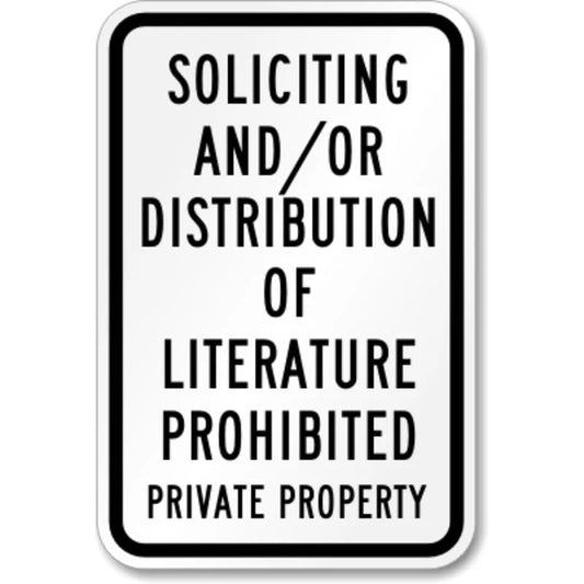 Private Property No Soliciting Literature Aluminum Sign — product artwork