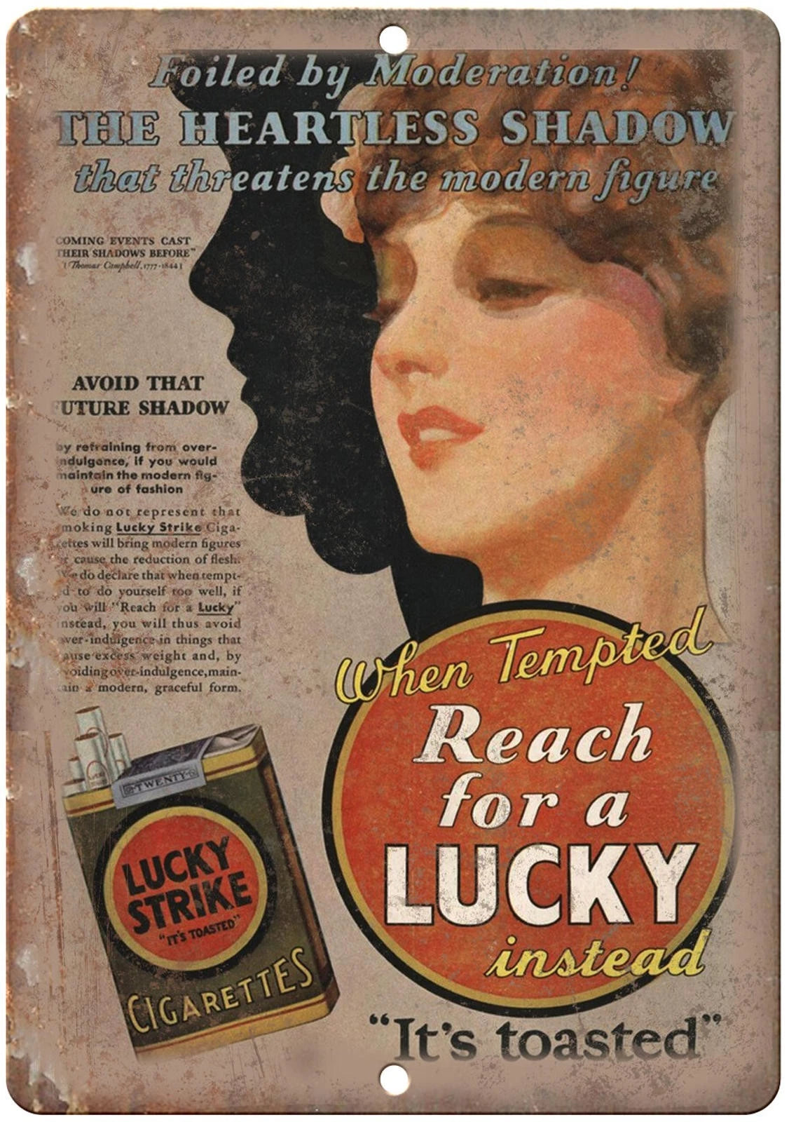Lucky Strike Vintage Reproduction USA Aluminum Sign — product artwork