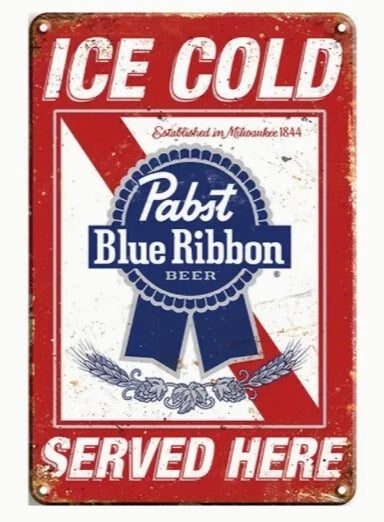 Ice Cold Pabst Beer Served Here Aluminum Sign — product artwork