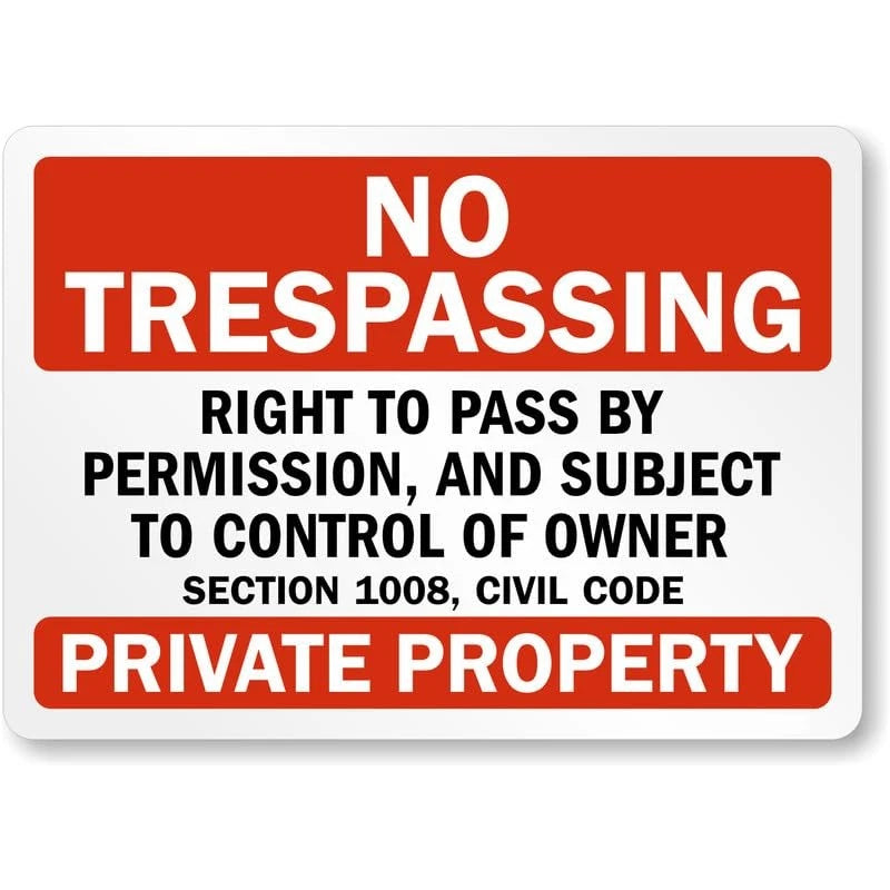 California Private Property No Trespassing Aluminum Sign — product artwork