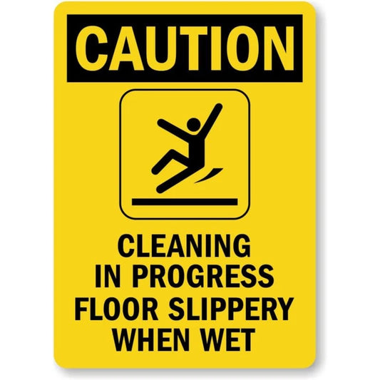 Cleaning Caution Holes Aluminum Sign — product artwork