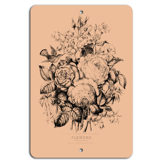 Vintage Floral Art Vertical Aluminum Sign — product artwork