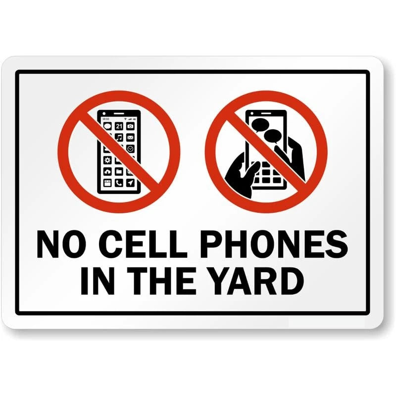 No Cellphone While Working Aluminum Sign — product artwork