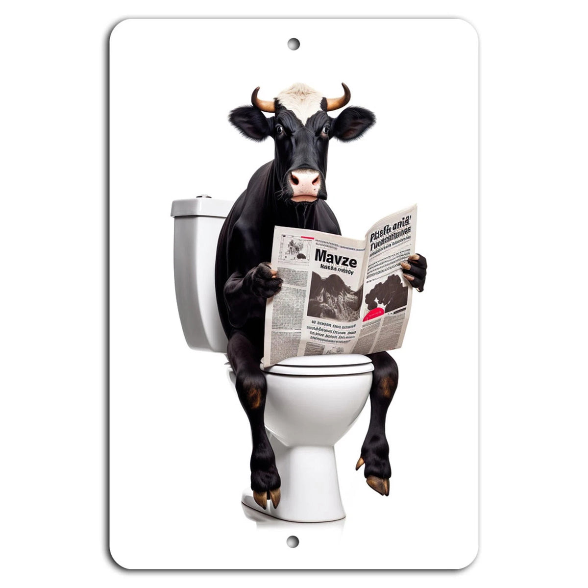 Bathroom Rustic Cow Artwork Quirky Farmhouse Aluminum Sign — product artwork